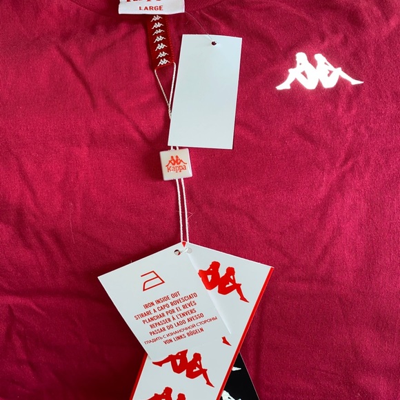 Kappa Tape Sleeve Logo Cotton Cropped Tee Size L Bright Pink - Picture 6 of 6